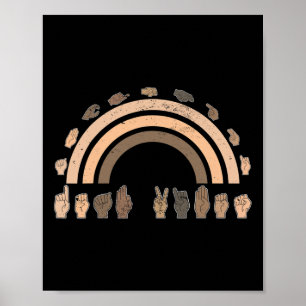 Poster Linguagem de Sinal de Mão ASL gesto de mãos surdas