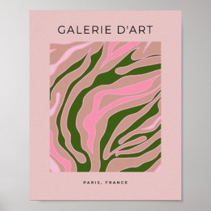 Poster Linha abstrato Cor-De-Rosa E Verde