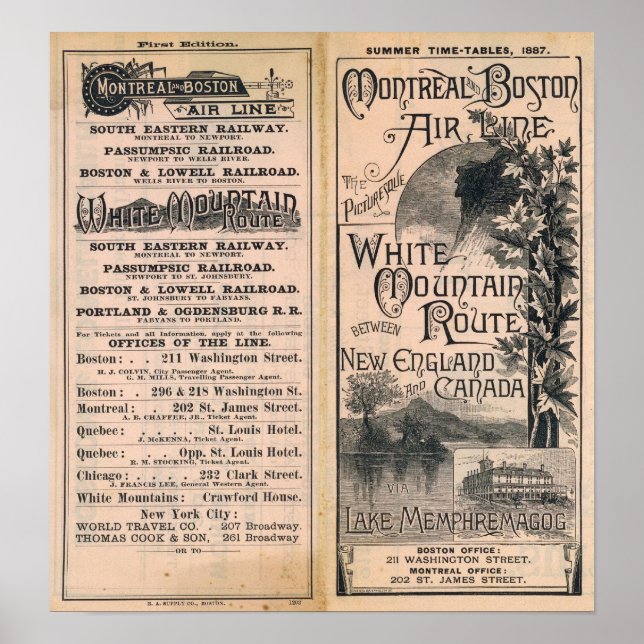 Póster Linha Aérea de Montreal e Boston (Frente)