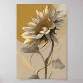 Poster Linha Artística Minimalista Neutra Girassol
