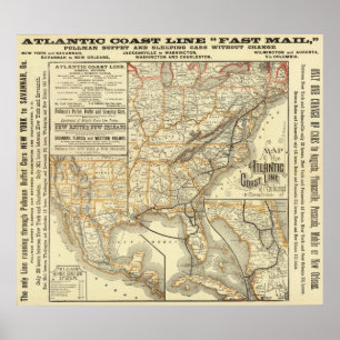 Póster Linha atlântica da costa do mapa
