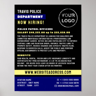 Poster Linha Azul & Logotipo, Oficial de Polícia, Recruta