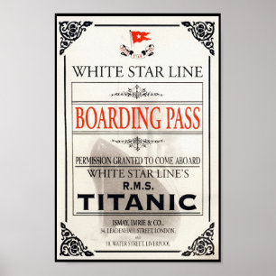 Poster Linha branca titânica passagem da estrela do RMS