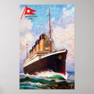 Poster Linha branca titânica pintura a óleo da estrela
