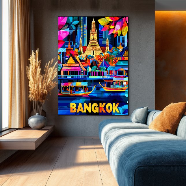 Poster Linha Célula Vibrante da Cityscape de Bangkok Colo (Criador carregado)
