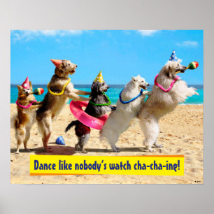 Poster Linha Conga de Festa de aniversário de Cães
