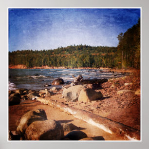 Poster Linha Costeira da Península Superior de Michigan