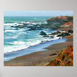 Poster Linha costeira de Cambria Califórnia na queda