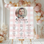 Poster Linha Cronológica do Primeiro Aniversário do Gingh<br><div class="desc">Celebre os primeiros 12 meses do seu pequeno com este primeiro sinal de marco de aniversário. Personalize o sinal com as metas anuais do seu bebê. Para adicionar texto ao design,  basta selecionar o botão "Personalizar o computador" acima para obter recursos de personalização mais avançados.</div>