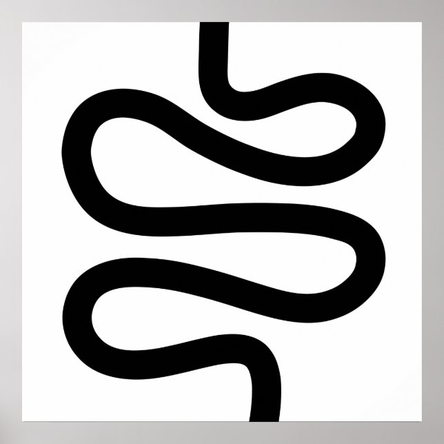 Poster Linha Curva - Preto no Branco (Frente)