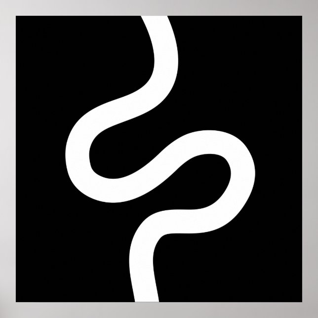 Poster Linha Curvy 02 - Branco sobre Preto (Frente)