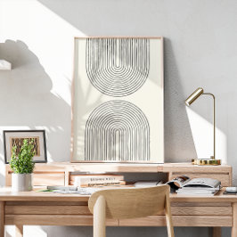 Poster Linha de aquarela de meio século art II