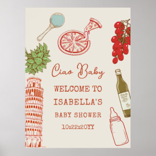 Poster Linha de Arte Ciao Baby Festa de Bebê Pizza Italia