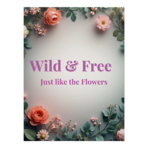 Póster Linha de Arte Floral Selvagem e Livre Design Min