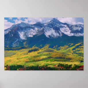 Póster Linha de árvore montanha olímpica de América do