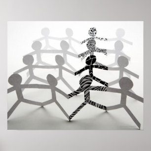 Poster Linha de bonecos de papel branco