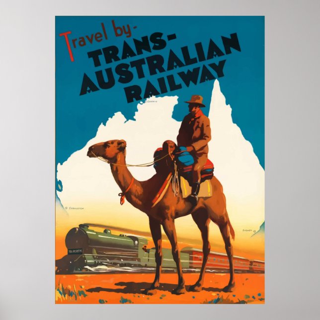 Poster Linha de caminho de ferro Austrália - Trans Austrá (Frente)