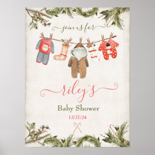 Poster Linha de Chá de fraldas de Natal