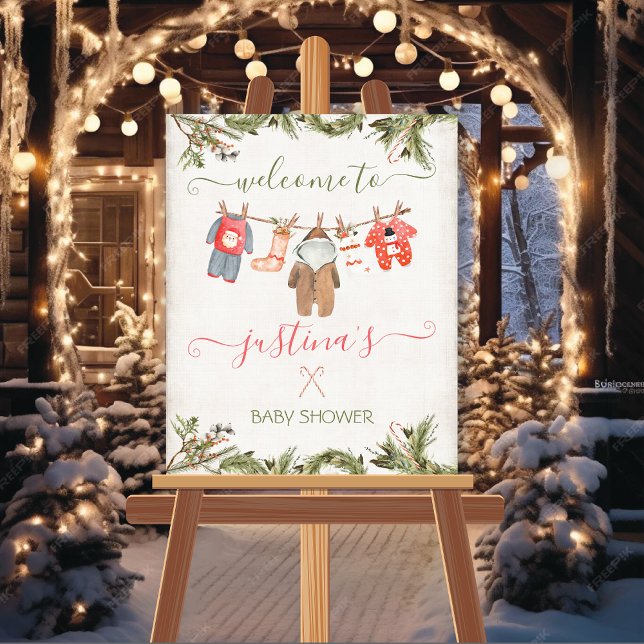 Poster Linha de Chá de fraldas de Natal (Criador carregado)