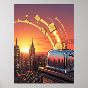 Poster Linha de Costura de Foguete - Arte de Pop Surreal