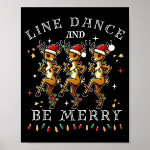 Poster Linha de Dança da Rena e Feliz Natal Festivo