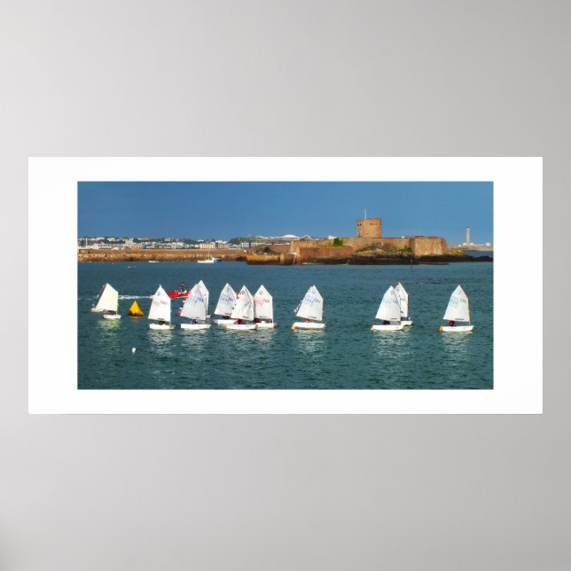 Póster Linha de embarcações otimistas (Frente)