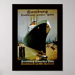 Poster Linha de Hamburgo-Amerika