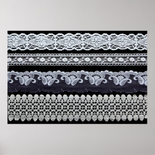 Poster Linha de rendas venenosas, flores ornamentais (ren