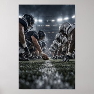 Poster Linha de Scrimmage de Futebol Americano – Preto e 