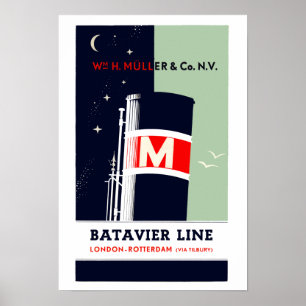 Poster Linha de transporte Holland de Batavier do Dutch