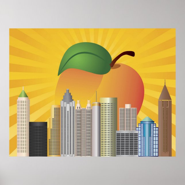 Poster Linha do horizonte Atlanta Georgia com Ilustração  (Frente)
