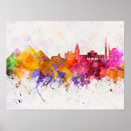 Poster Linha do horizonte Cairo em fundo de aquarela