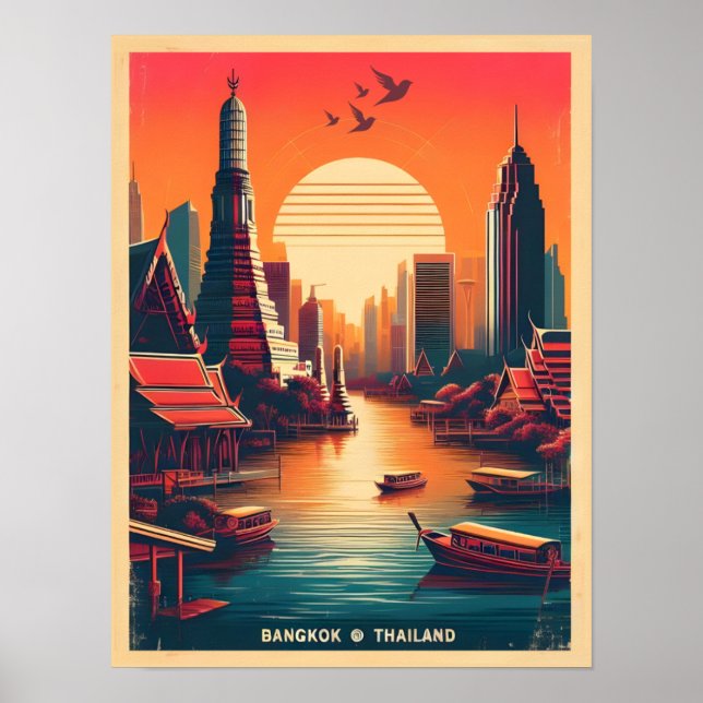 Poster Linha do horizonte da cidade de Banguecoque - pres (Frente)