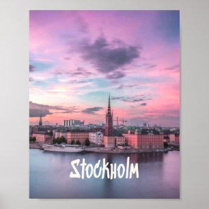 Poster Linha do horizonte da Suecia Noite de Estocolmo