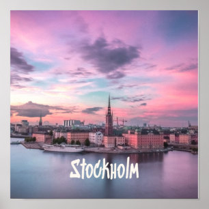 Poster Linha do horizonte da Suecia Noite de Estocolmo