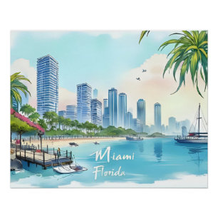 Póster Linha do horizonte de Miami City Florida