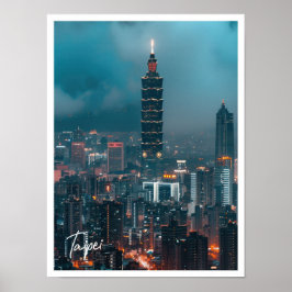 Poster Linha do horizonte de Taipei no lugar famoso de Ar