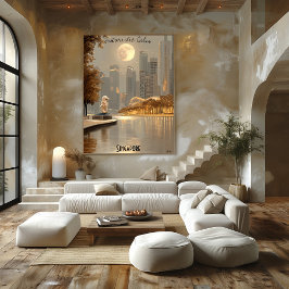 Poster Linha do horizonte Minimalista de Singapura - Arte