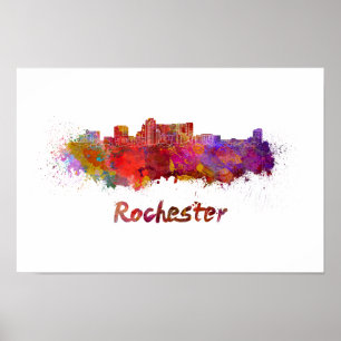 Poster Linha do horizonte MN Rochester em aquarela