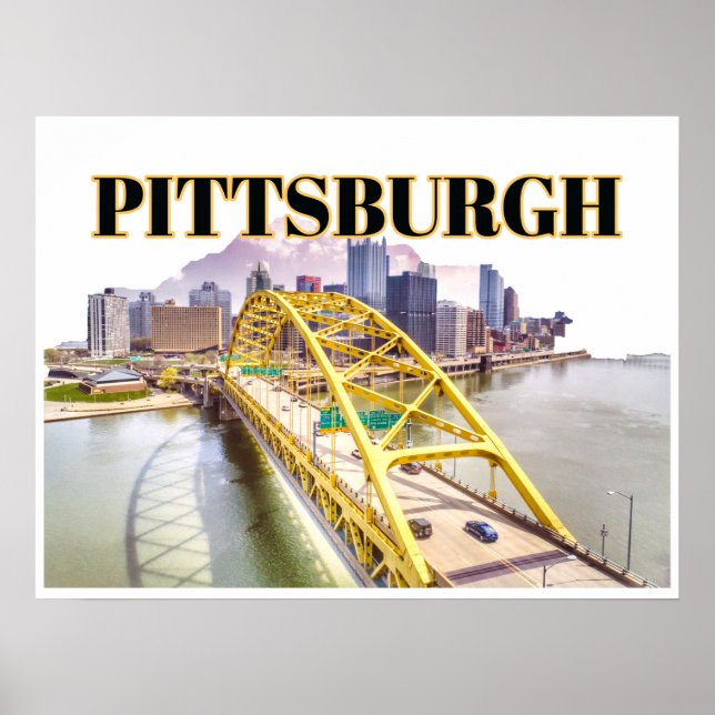 Poster Linha do horizonte Pittsburgh e Ponte Fort Pitt (Frente)