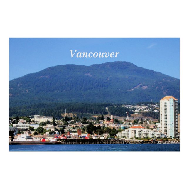 Póster Linha do horizonte Vancouver, rotulada (Frente)