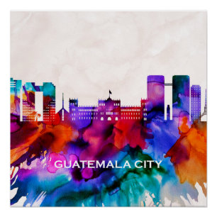 Póster Linha do Skyline Cidade da Guatemala