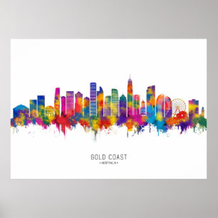 Poster Linha do Skyline da Austrália Dourada