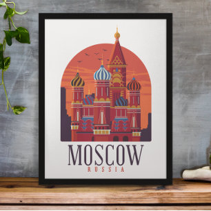 Poster Linha do Skyline do Kremlin na Rússia de Moscou