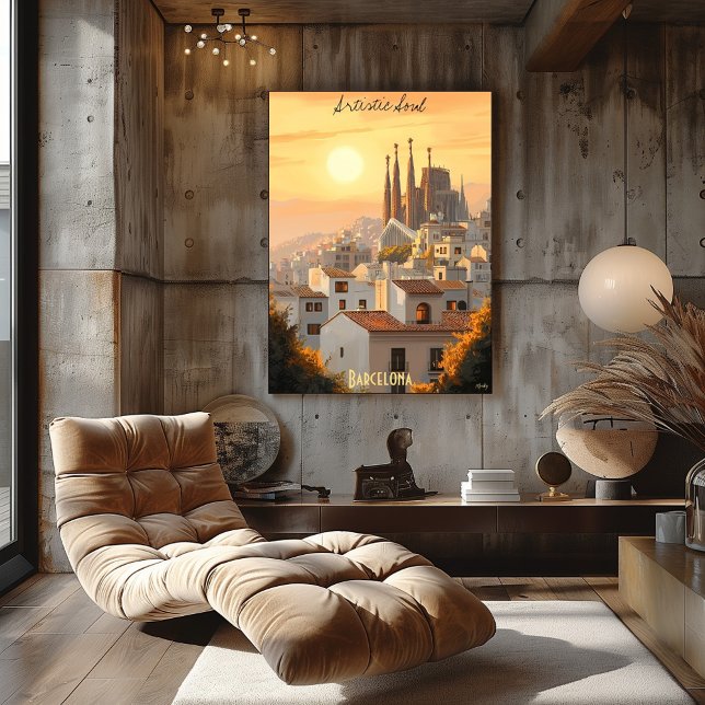 Poster Linha do Skyline Minimalista de Barcelona - Espanh (Criador carregado)