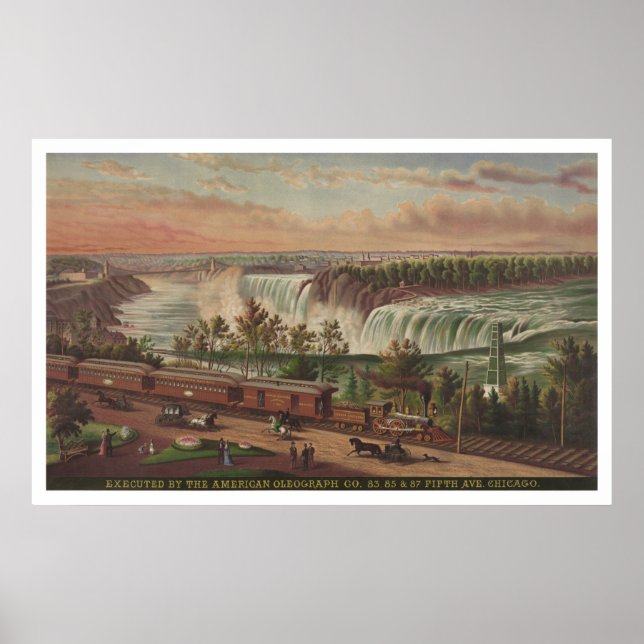 Póster Linha do Sul do Canadá nas cataratas de Niagara (Frente)