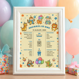Poster Linha do Tempo do 1º Aniversário dos Party Animals
