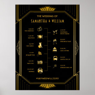 Poster Linha do tempo Dourado do casamento com a Deco Ele