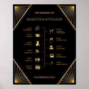 Poster Linha do tempo Dourado do casamento com a Deco Ele