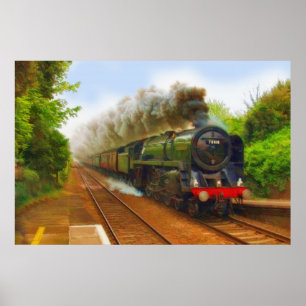 Poster Linha ferroviária britânica "Steam Train Art IV"